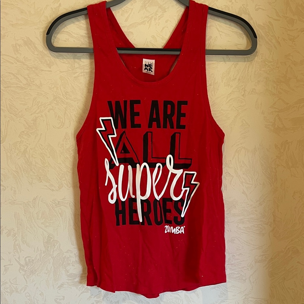 Zumba WEAR Fitness Red Graphic Razorback Tank Top Size XS